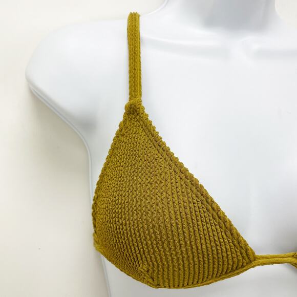 Good American Always Fits Triangle Bikini Top Size 1 Small Green Dirty Olive NWT - Picture 4 of 10